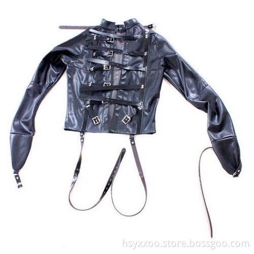 Bondage Strait Leather Jacket Female fetish wear bdsm sex toys for wowen